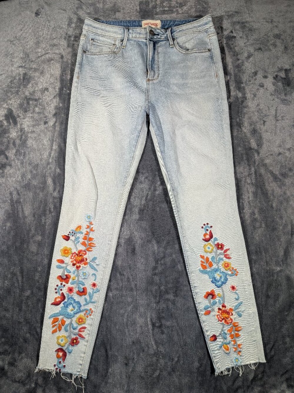 Driftwood Jean Embroidered Ankle Boho Floral Jackie High Rise Coquette Size 29